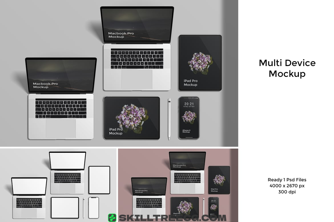 Multi Device Mockup top view angle（476073）-技能树